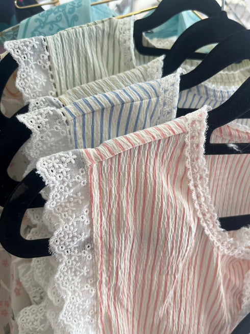 Stripes Lacey Border Tops